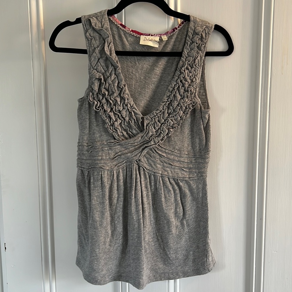 Deletta gray cotton ruffled shirt size S